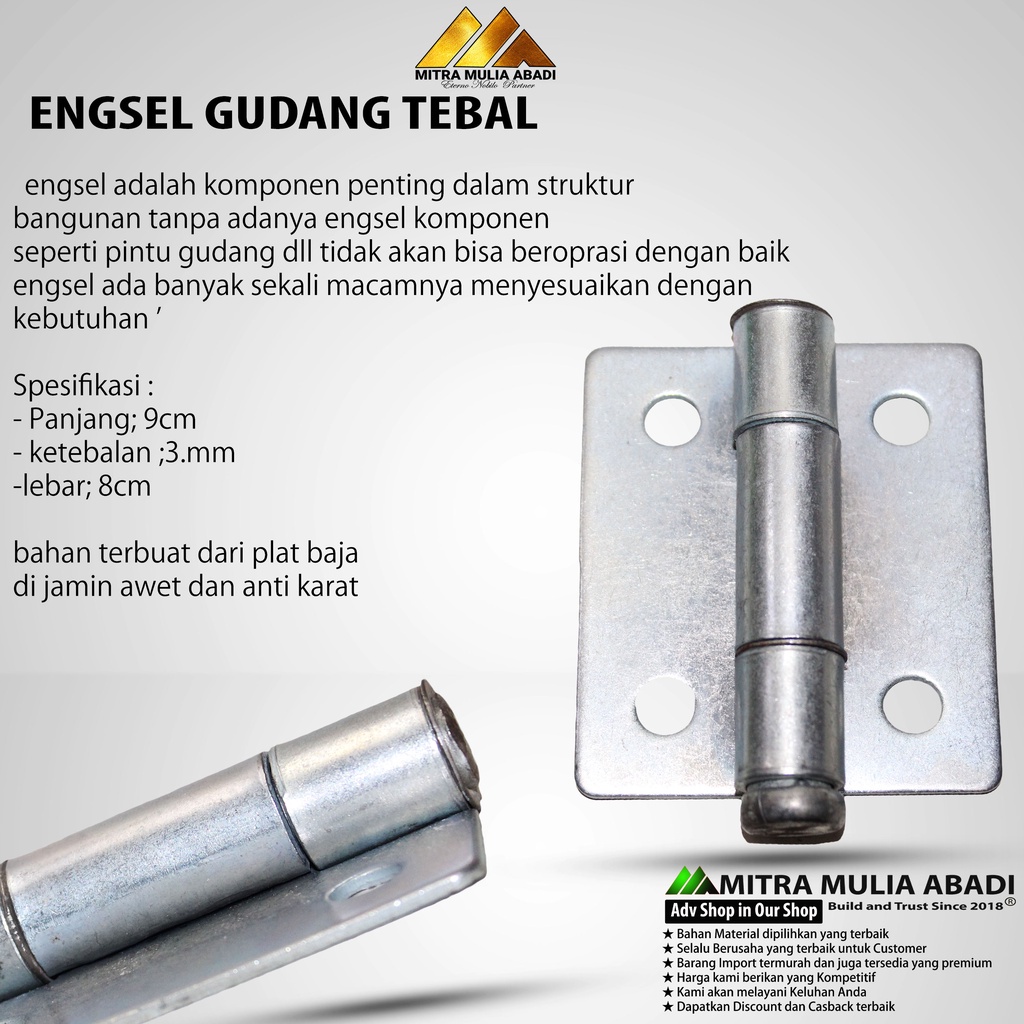 Engsel Kupu Plat Besi  Untuk Garasi/Gudang