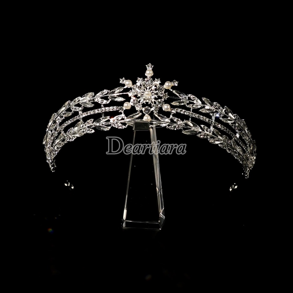 Fashion Pengantin Wanita Mahkota Gaun Pernikahan Kristal Bando Mutiara Rambut Band Aksesoris Rambut Pernikahan Wedding Luxury Crown