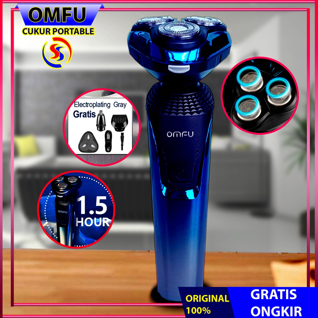 OMFU Electric Alat Cukur Jenggot 3 in 1 Pria multifungsi alat mencukur alat potong rambut SV02 Pro