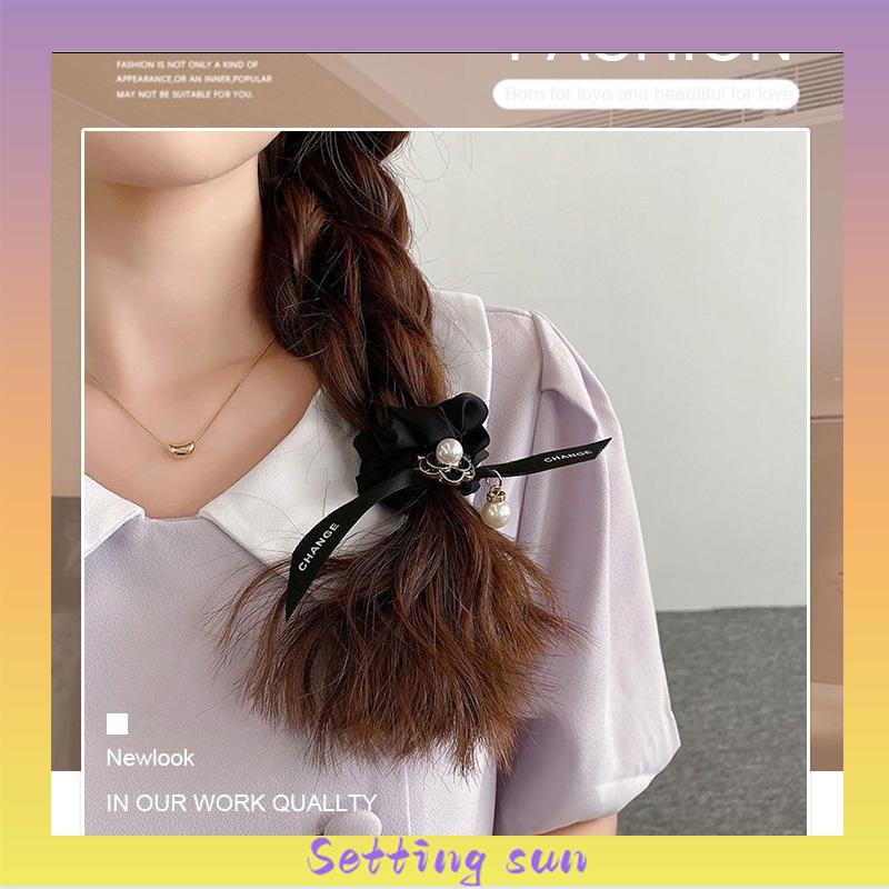 Tali rambut mutiara sederhana Cincin rambut Pita rambut usus besar Camellia wanita TN