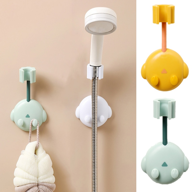 360° Adjustable Handheld Shower Head Holder Tahan Air Self-Adhesive Showerhead Bracket Universal Dinding Mudah Menginstal Berdiri Dengan Kait Aksesori Kamar Mandi