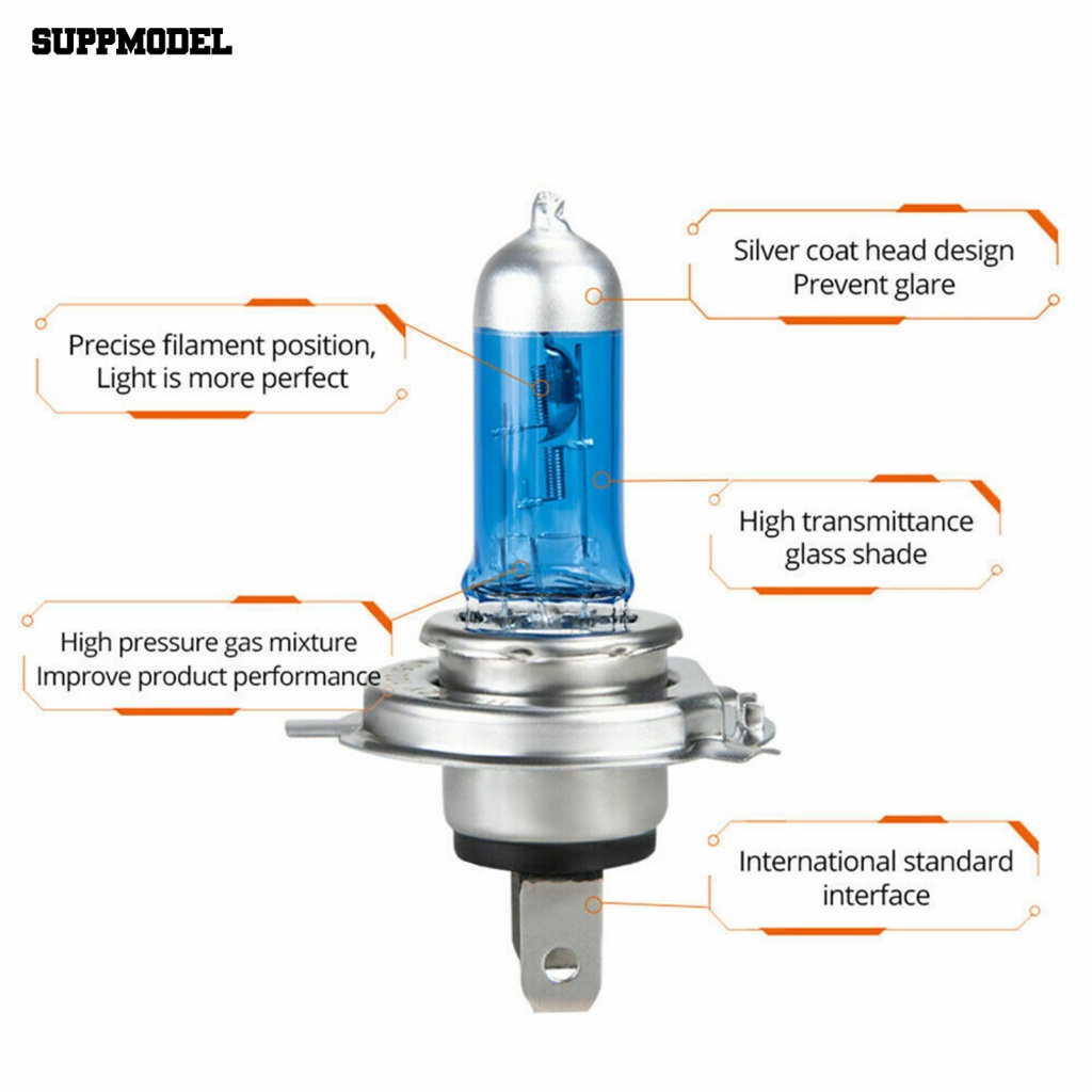 Suppmodel 4Pcs Lampu Depan Halogen Mobil Warna Cahaya Putih Untuk Kapal 100W Lampu Halogen Mobil Waktu Servis Lebih Lama