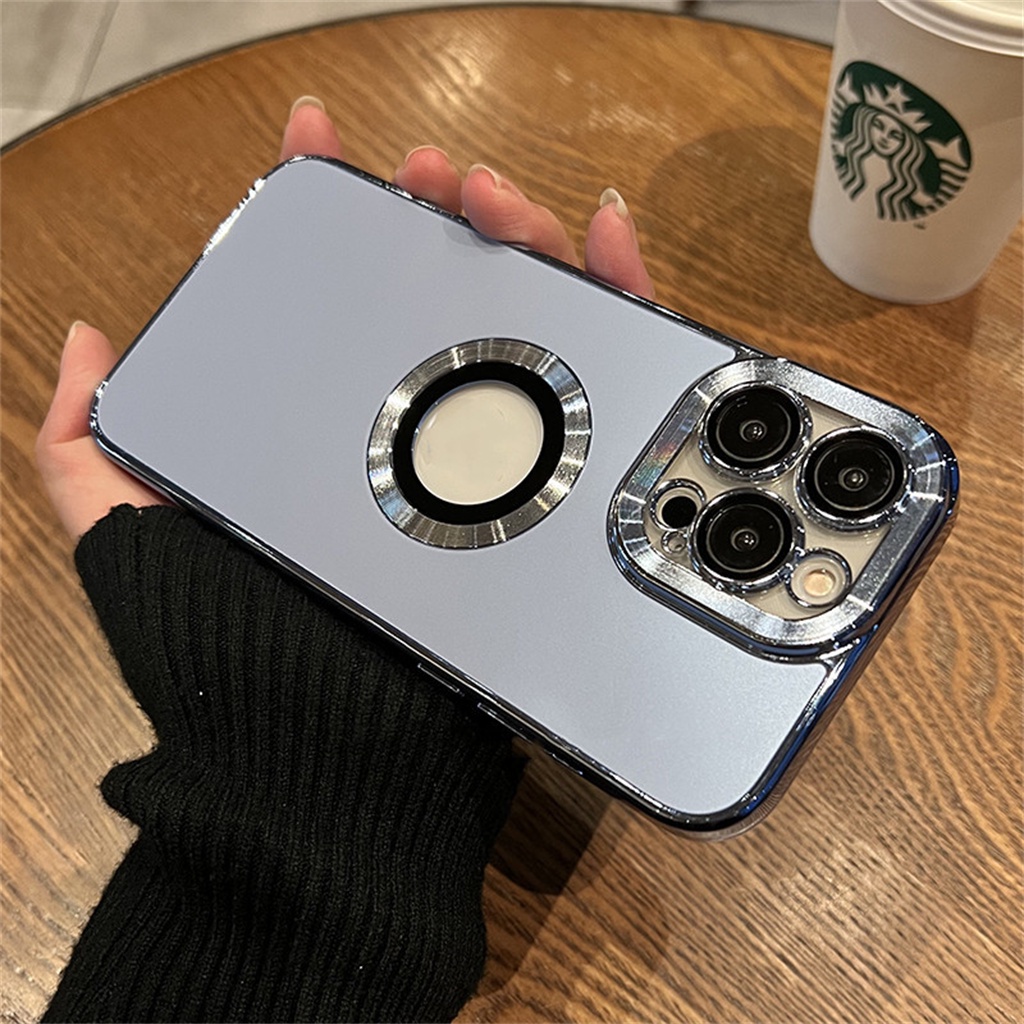 Casing matte Lapis Premium iPhone 14 Pro Max12 13 Pro Max14 Plus Promax Lensa Proteksi Kamera Shockproof TPU Metal Mewah Soft Case