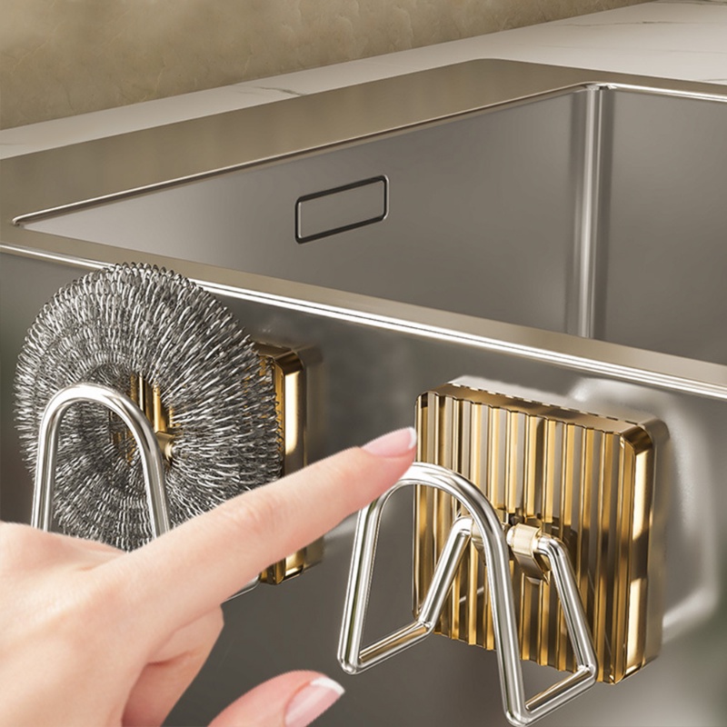 Mewah Bermutu Tinggi Spons Kait Gantungan Dinding Suction Wastafel Cuci Piring Spons Rak Kamar Mandi Pemegang Sederhana Dapur Organizer Bebas Pukulan Rak Penyimpanan Kain Piring Stainless Steel