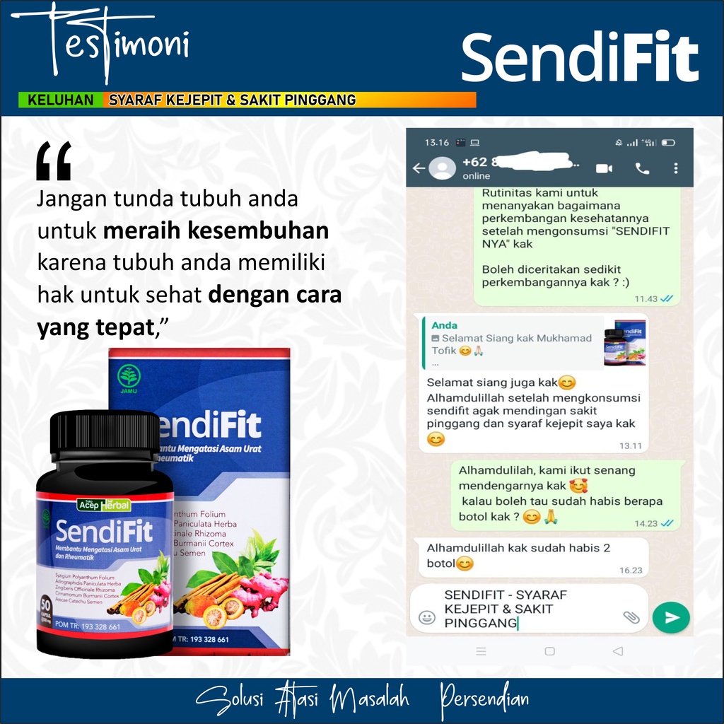 Obat Sakit Lutut Obat Nyeri Lutut Susah Ditekuk Bengkak Radang Sendi Cedera Lutut Terasa Kopong Penambah Nutrisi Pada Lutut Osteoporosis Sendifit Original Isi 50 Kapsul  Bpom Halal Mui ORIGINAL