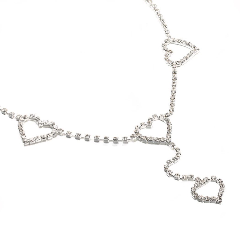 Lanq Perhiasan Pengantin Berlian Imitasi Tubuh Rantai Sabuk Kristal Pinggang Rantai Liontin Hati Musim Panas Pantai Pinggang Tubuh Perhiasan Festival Sabuk Perut Perhiasan Untuk Wanita Dan Anak Perempuan