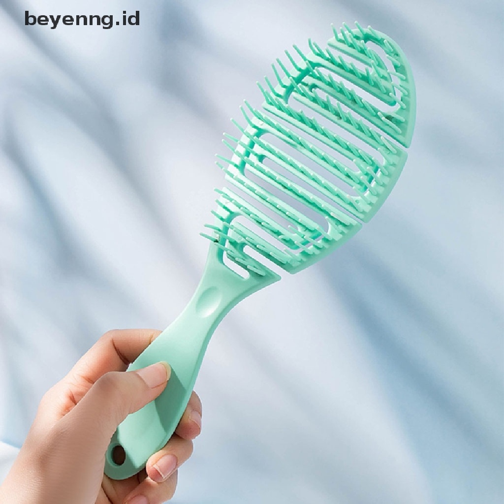 Beyen Sikat Basah DryCurved Comb Massage Comb Fluffy Shape Ribs Curling Comb Pada Rambut Basah ID