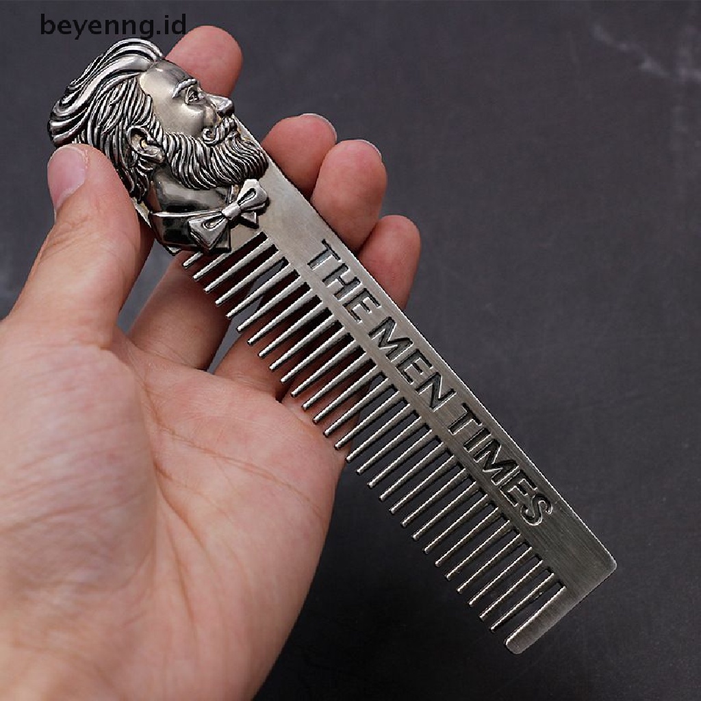 Beyen 1Pc Gentelman Barber Styling Alat Sisir Logam Stainless Steel Pria Jenggot Comb ID