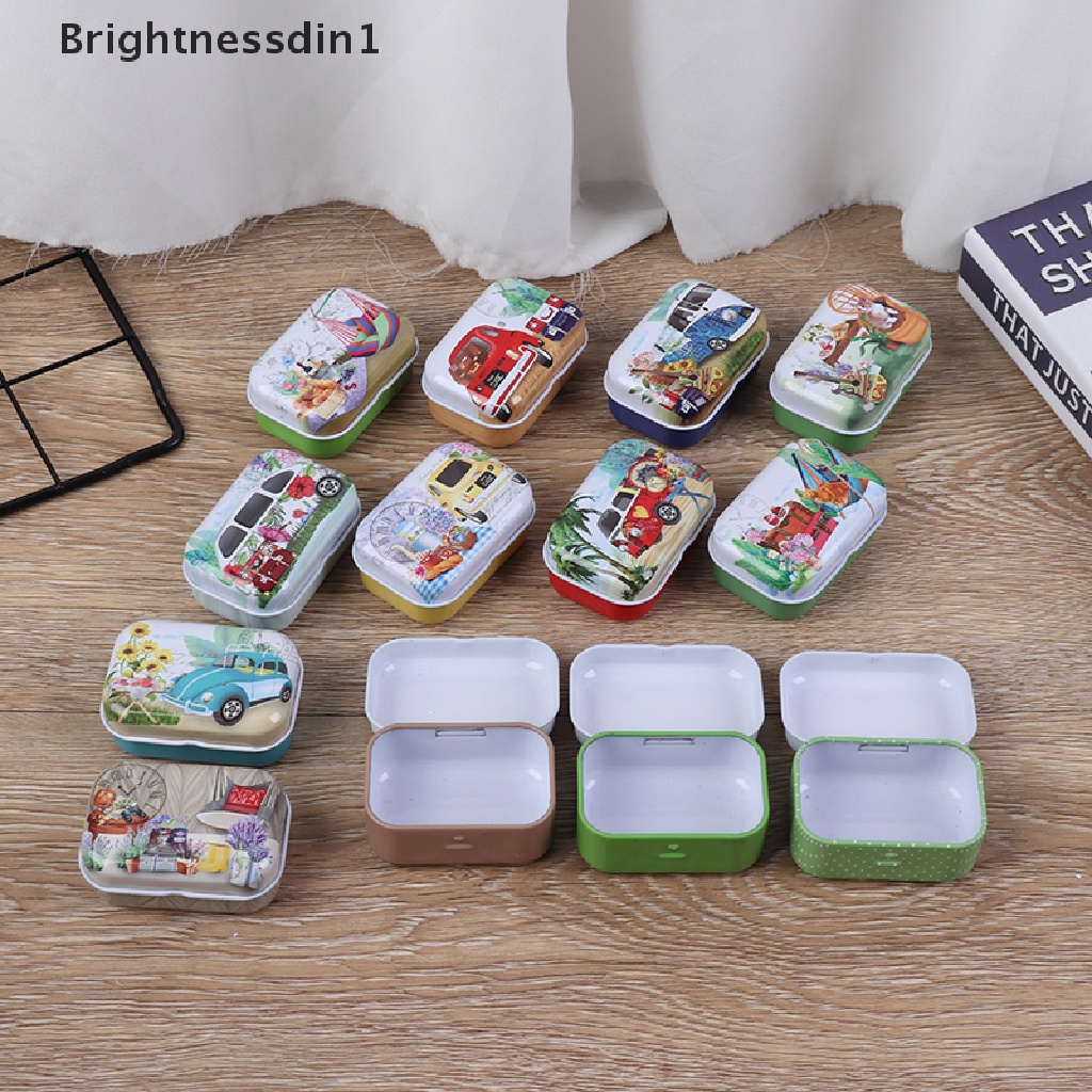 [Brightnessdin1] Tempat Penyimpanan Kaleng Mini Wadah Organizer Penutup Flip Perhiasan Permen Kotak Kecil Butik
