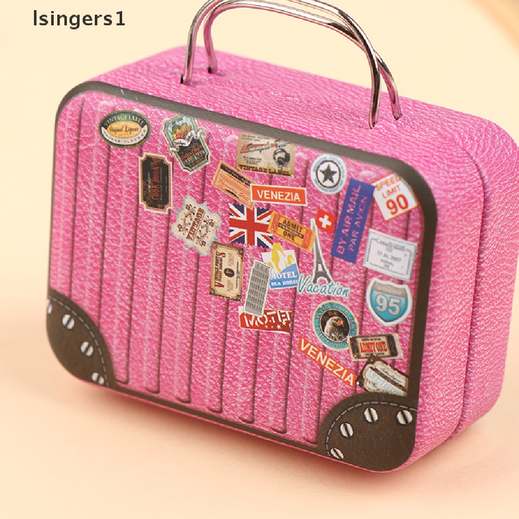 [lsingers1] Retro Storage Tin Mini Box Persegi Panjang Tinplate Koper Candy Snack Organizer Butik