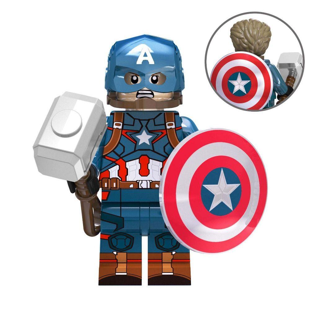 NEEDWAY Needway Superhero Rakitan Blok Anime Kartun Superhero Rakitan Captain America Dekorasi Rumah Merakit Model Koleksi Mainan Mini Action Toy Super Hero Blok Mainan