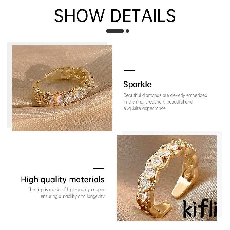 [KD] Cincin Berlian Canggih Cahaya Mewah Wanita Desain Fashion Pribadi Pembukaan Cincin Yang Dapat Disesuaikan