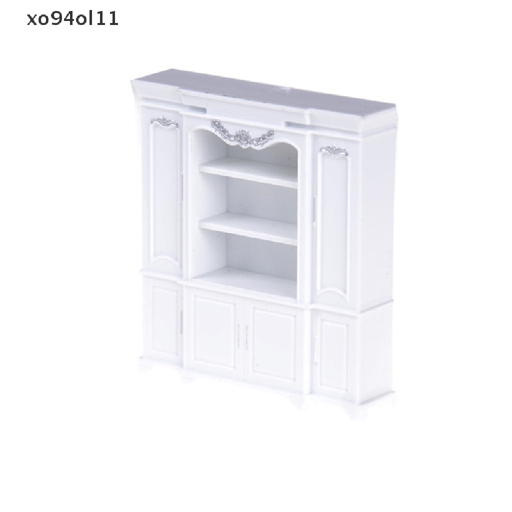 Xo Rumah Boneka Miniatur Furniture Decor Kabinet Rak Buku Motif Silver OL