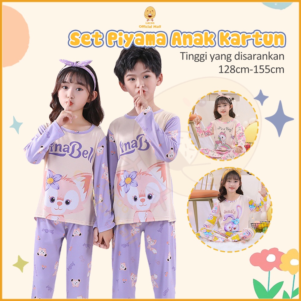 Lacoo Set baju tidur anak perempuan Piyama anak import Baju tidur piyama anak karakter