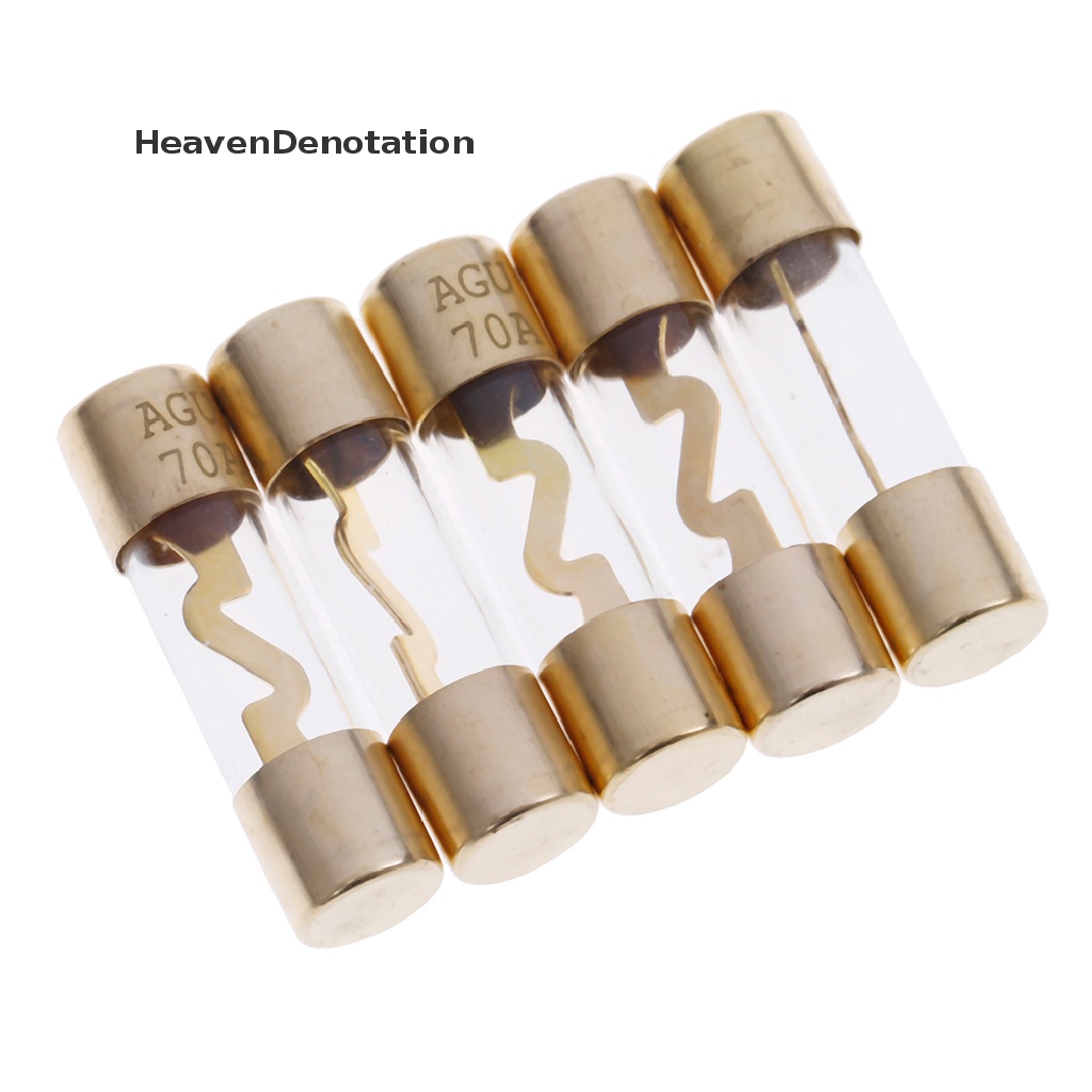 [HeavenDenotation] 5pcs Paket Sekring AGU Kaca Lapis Emas car audio amp Amplifier50 /60 /70 /80 /100A HDV