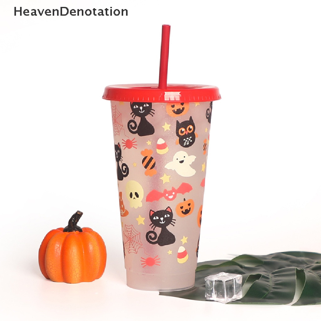 [HeavenDenotation] Gelas Sedotan 710ml Dengan Tutup Perubahan Warna Kreatif Saat Minum Dingin Botol Air HDV