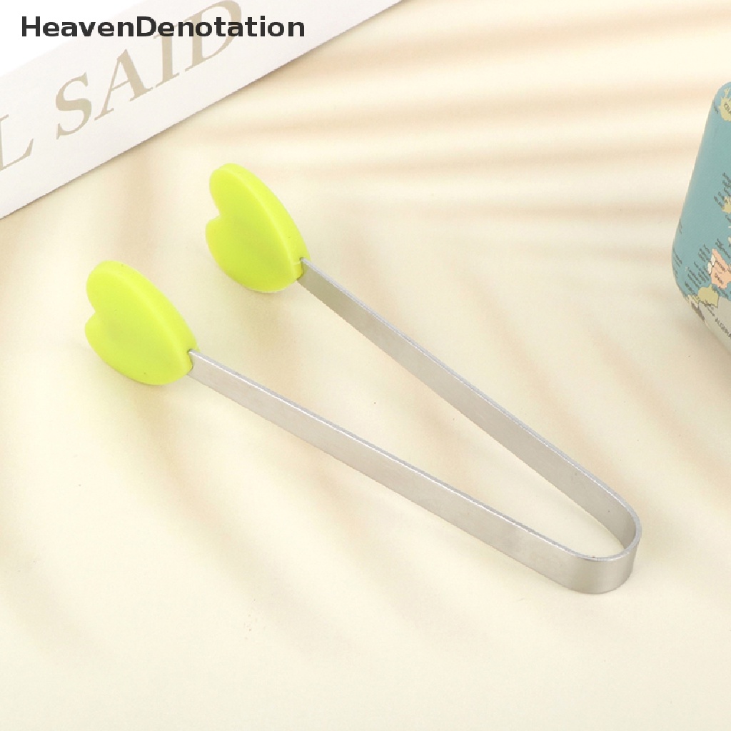 [HeavenDenotation] 1pc Penjepit Makanan Silikon Berbentuk Hati Stainless Steel Non-slip Es Permen FoodClip HDV