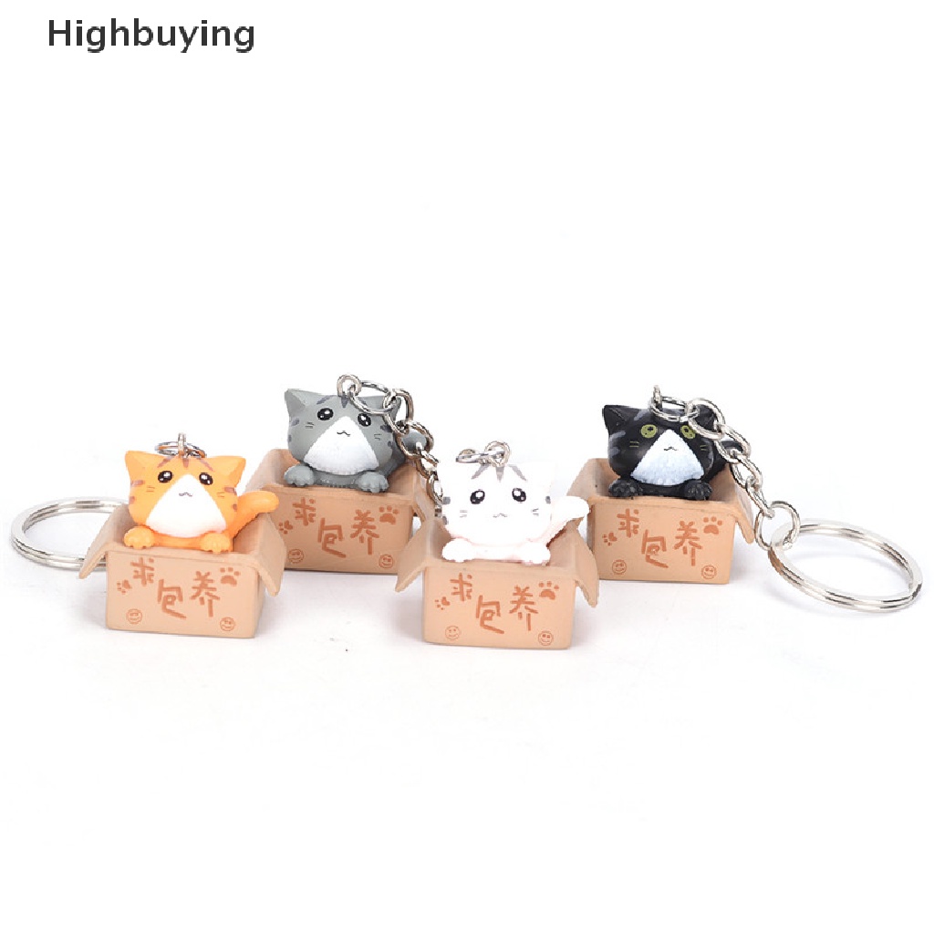 Hbid 4PCS Cats Keyring Kartun Kucing Gantungan Kunci Mobil Gantungan Liontin Tas Dompet Hadiah Glory