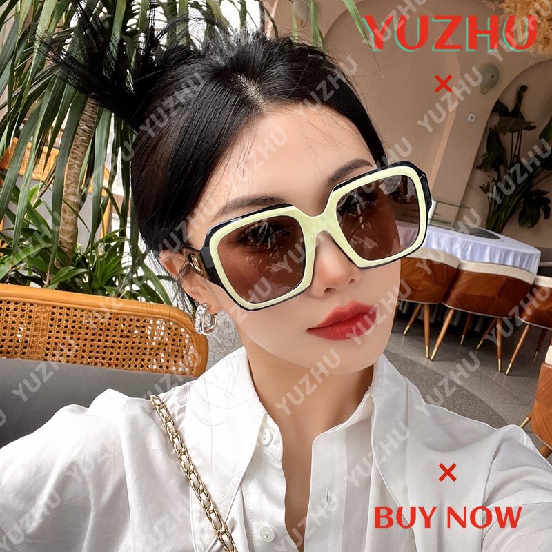 (YUZHU) Western Retro Mode Oversized Frame Kacamata Hitam Wanita Mode Modern Bingkai Persegi Kacamata Warna-Warni