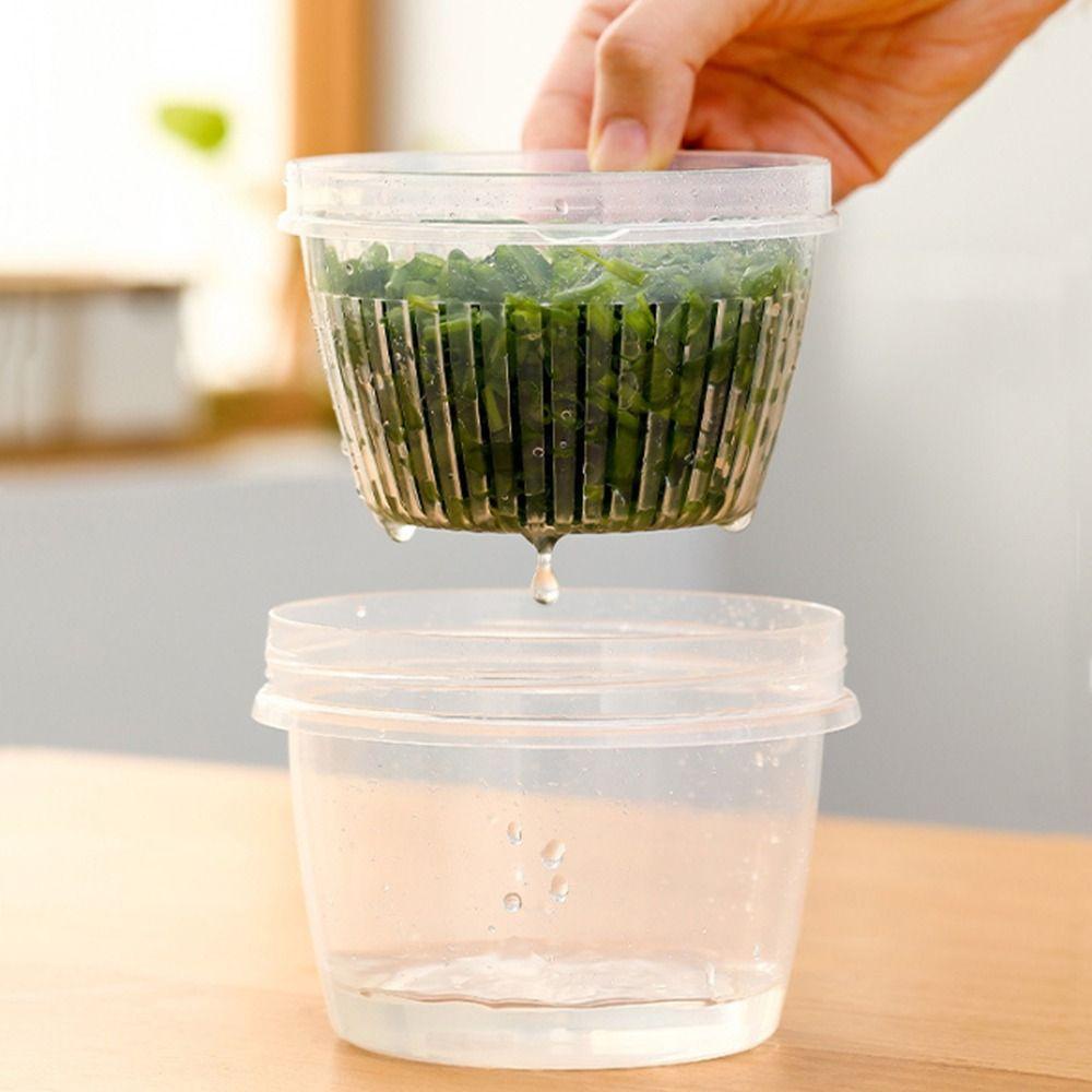 R-FLOWER Keep Fresh Box Portable Plastik Double-layer Drainase Organizer Dapur