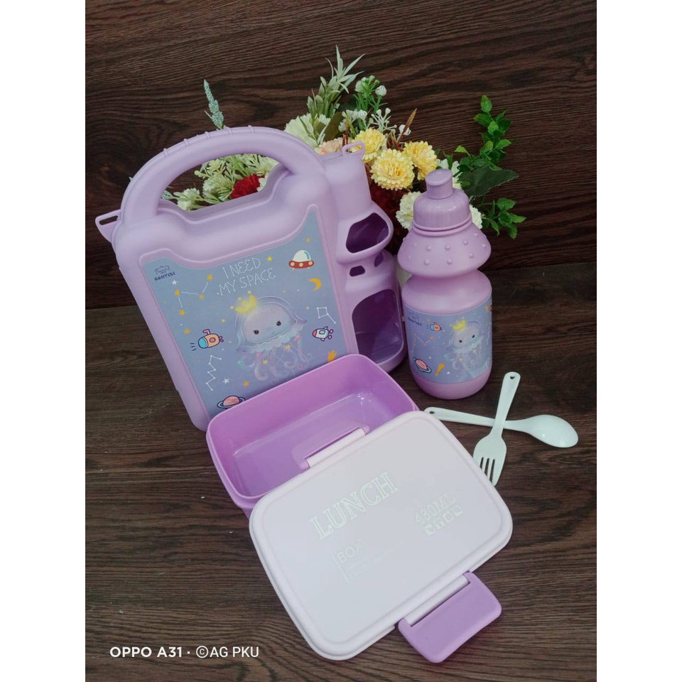 Kotak Bekal Koper / Tas Bekal Set anak  karakter / Lunch Box Kids Tempat bekal anak ISTANAONLINEKU