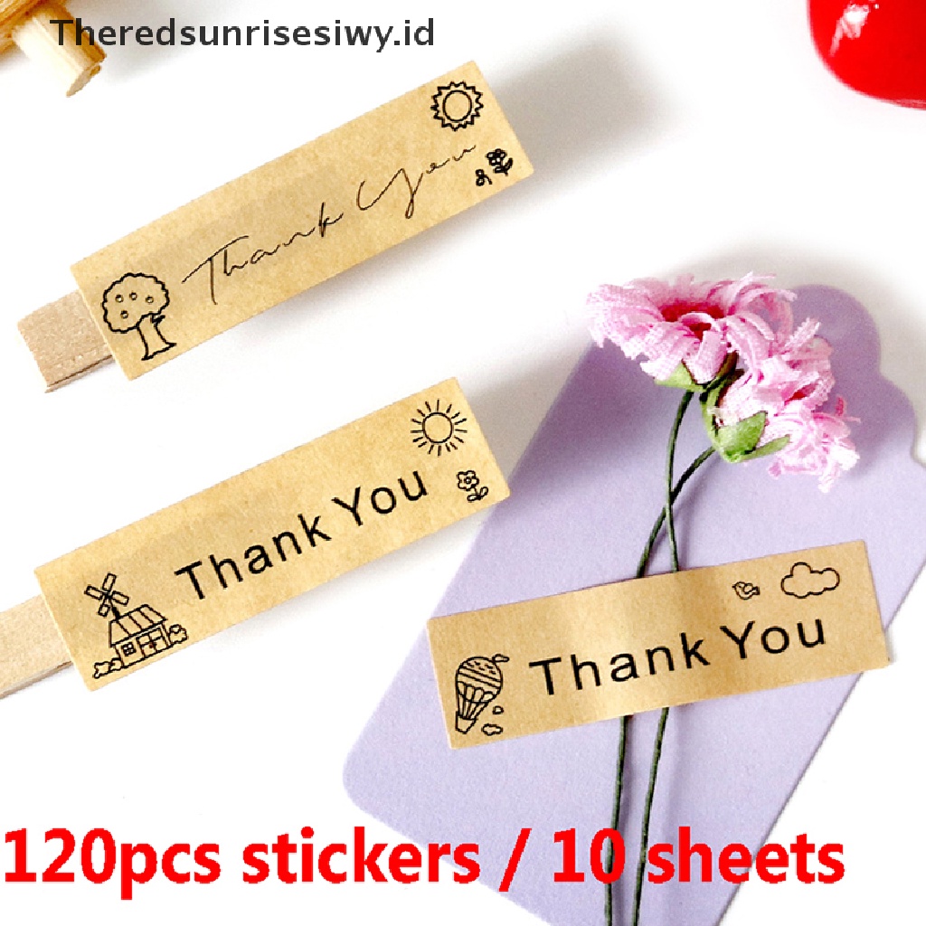 # Kado Mom &amp; PAPA DIY # 120 Pcs Kraft Thank You Stiker Kreatif Buatan Tangan Craft Amplop Sealing Labels~