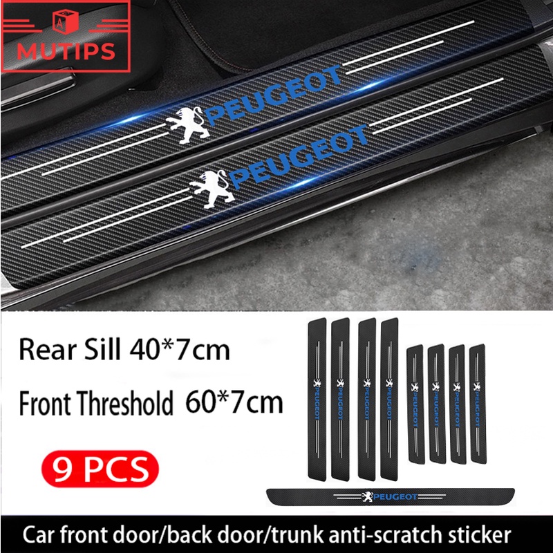 Peugeot 9Pcs Stiker Pintu Mobil Carbon Fiber Sill Protection Auto Anti Gores Anti Slip Untuk 307 308 2008 3008 508 206 208 207 408 5008 406