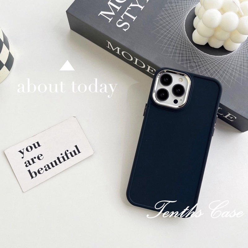 IPHONE Kompatibel Untuk Iphone14 13 12 11 Pro Max X Xr Xs Max7 8 6s 6pus INS Gaya Warna Solid Cincin Lensa Metal 3warna Tersedia Case Pelindung Ponsel