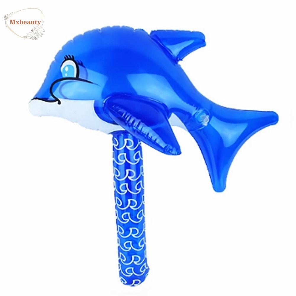 Mxbeauty Dolphin Inflatable Handheld Stick Perlengkapan Kolam Renang Balon Tiup Dekorasi Pernikahan Tongkat Tiup Perlengkapan Pesta Party Decoration Dolphin Hammer