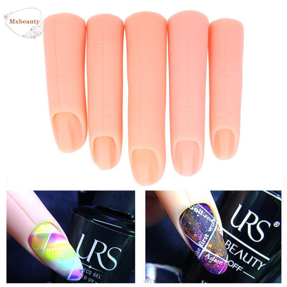Mxbeauty Fake Fingers 5Pcs/set Alat Nail Art Silikon Model Praktek