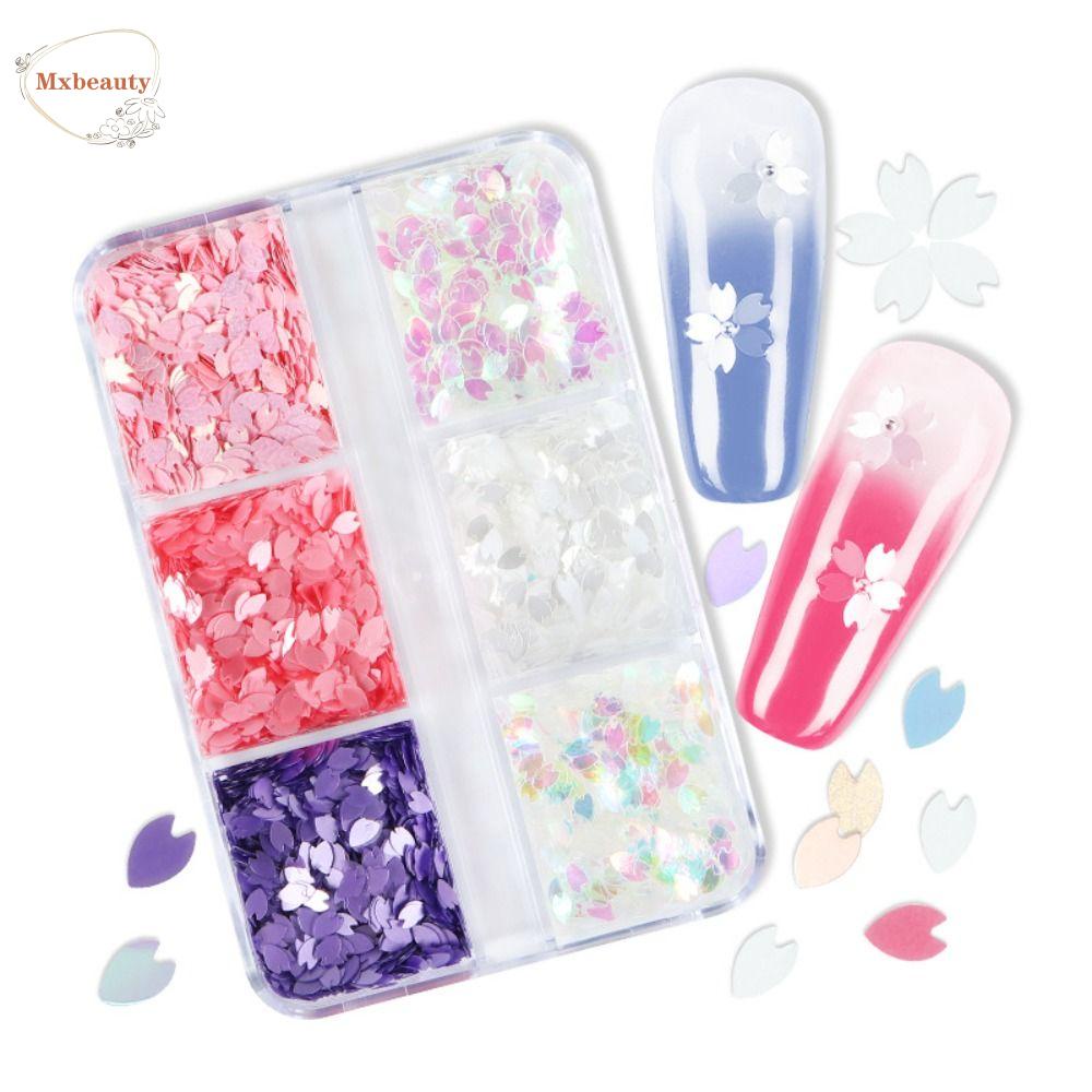 Mxbeauty Kelopak Kuku Glitter Decals Spring Nail Decoration Untuk Aksesoris Manicure DIY Profesional