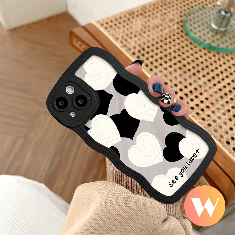 Case Lukisan Cat Minyak Fashion Art Untuk Samsung A14 A04s A30s A03s A02s A50s A52 A33 A11 A21s A31 A22 A53 A32 A04 A52s A51 A23 A12 A50 A13 A20 A04E Wavy Edge Love Heart Soft Tpu Case