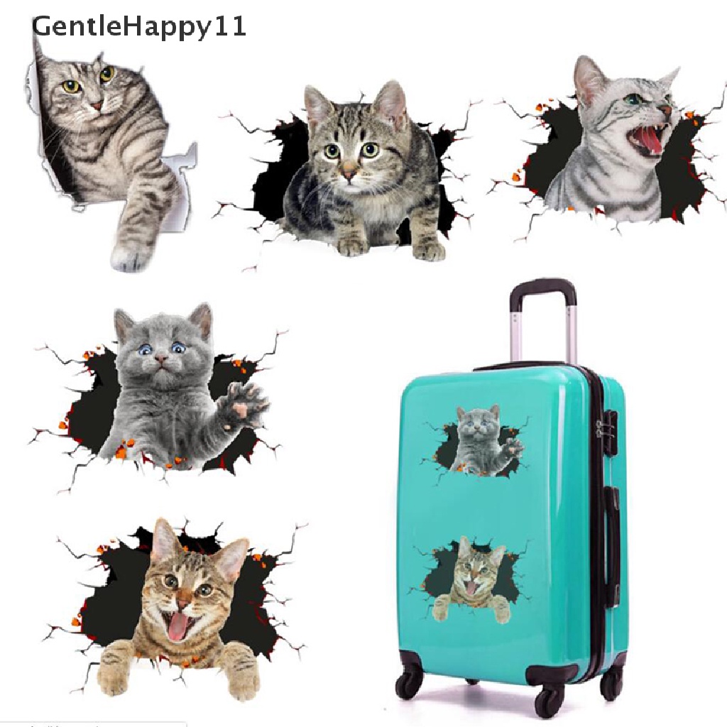 Gentlehappy Waterproof 3D Kucing Lucu Stiker Mobil Stiker Dinding Kamar Mandi Toilet Lucu Dekorasi Rumah id