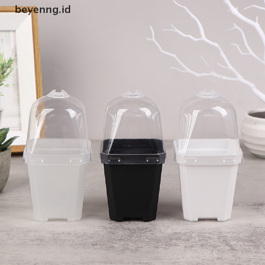 Beyen 5Pcs Pot Bunga Kecil Persegi Dengan Humidity Dome Plang Pots ID