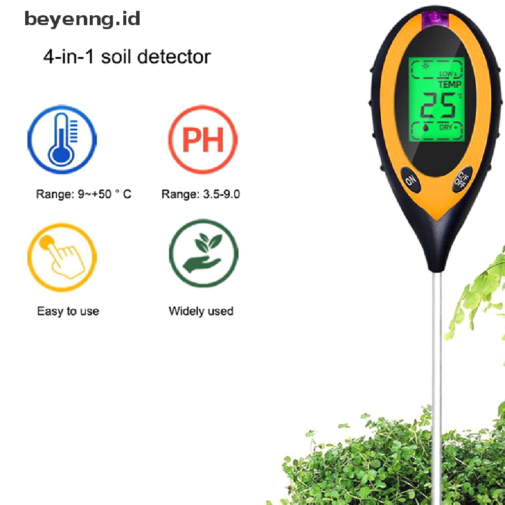 Beyen Alat Ukur Ph Kelembaban Tanah Digital Temperature Sunlight Tester Dengan LCD Display ID