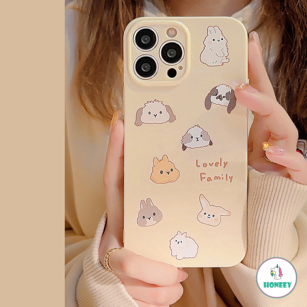 IPHONE Casing Ponsel Kartun Kartun Anak Anjing Kelinci Kucing Bunny Friends Lucu Untuk Iphone14 13 12 11 Pro Max14 Plus Case Kawaii Sweet Gloss Soft Cover