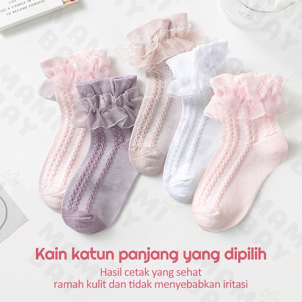 OKEYI Kaos kaki renda anak bayi perempuan lucu kaus kaki motif Dasi kupu-kupu korea untuk 3-12tahun