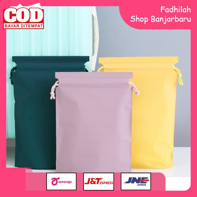 PREMIUM DRAWSTRING POUCH BAG TAS SERUT PACKAGING MAKEUP KANTONG TRAVEL WARNA PASTEL SEBAGUNA BAHAN TEBAL ORGANIZER BAG | FADHILAH SHOP BJB