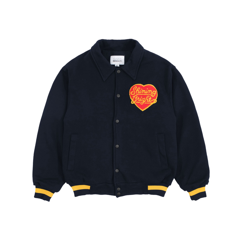 Shining Bright Jaket Varsity Mad Love - Biru Navy
