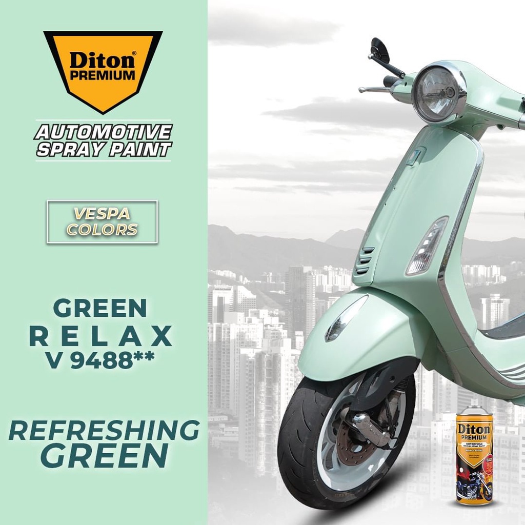 VESPA COLORS DITON Premium Pilok Pilox Cat Semprot Warna VESPA - V 9488** Green Relax (400cc)