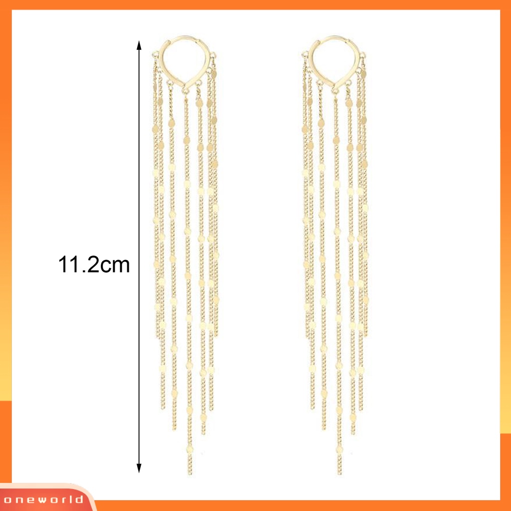 [EONE] 1pasang Drop Earrings Bohemian Temperamen Payet Bentuk Hati Geometris Hias Hadiah Wanita Panjang Logam Rumbai Pesona Anting Perhiasan Pernyataan Fashion