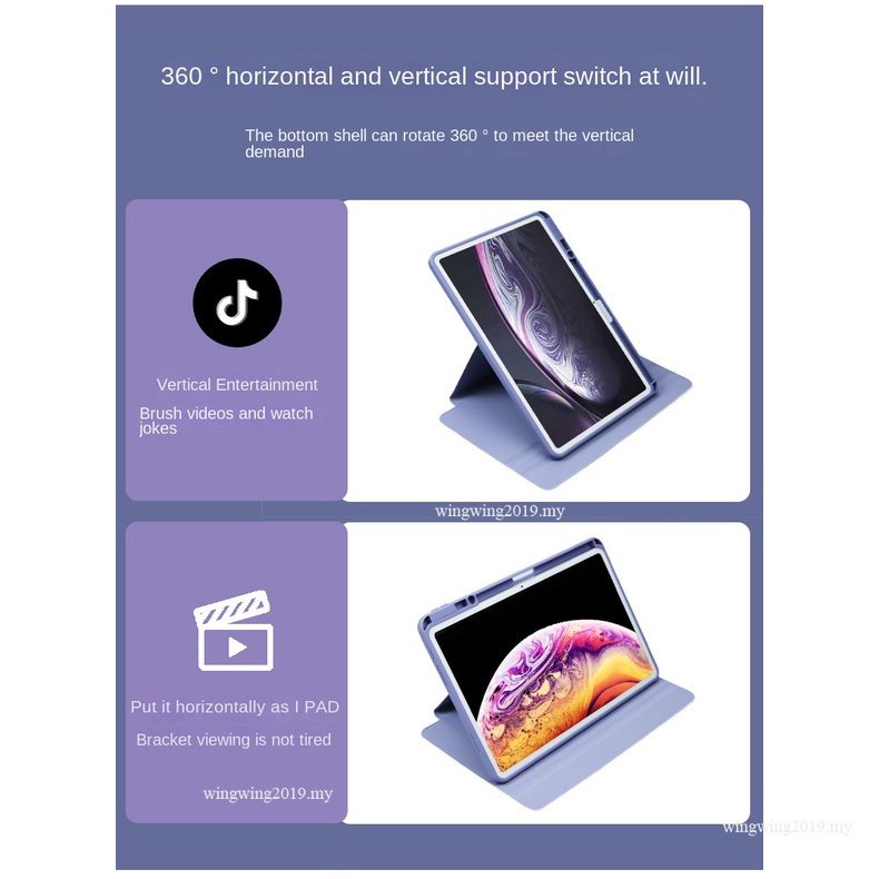 Huawei MatepadT10 /T10S Case Rotasi 360derajat Stand Cover Untuk MatePad 10.4 MatePad Pro 10.8 Honor8 10.4 Case Dengan Slot Pulpen