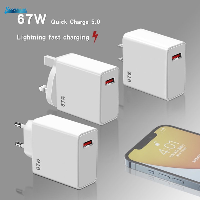 Eu/us/uk GaN 67W ABS Portabel Rumah Kantor Perjalanan Tipe-C Ponsel Charger Cepat Universal Kualitas Tinggi USB Adaptor Untuk Xiaomi Series