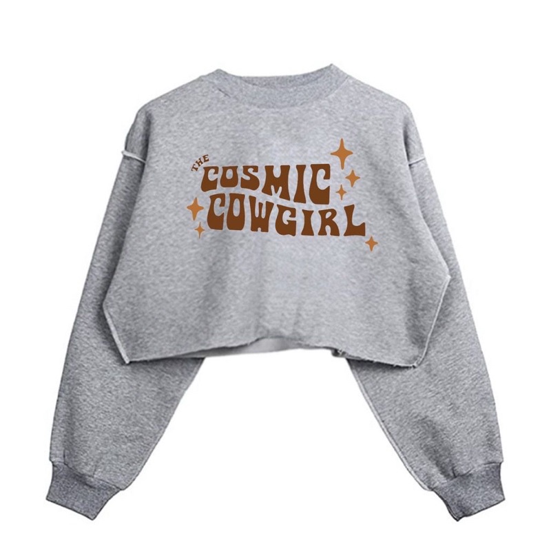 BEFAST - ZGW SWEATER MANDA / Sweater Crop COSMIC COWGIRL Fleece (LD 110, P 43) / Sweater Crop Keluaran Terbaru / Fashion Kekinian Remaja ABG Trendy / Pakaian Casual Wanita / Swetaer Motif Lucu / OOTD Ala Korean Style Wanita