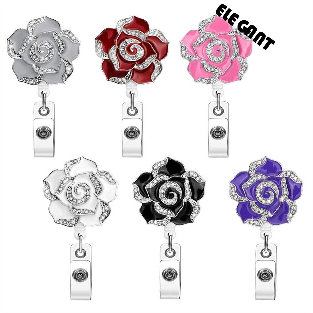 [Elegan] Gulungan Lencana Yang Dapat Ditarik Untuk Dewasa Perlengkapan Kantor Perlengkapan Rumah Sakit Name Tag ID Card Badge Klip Perawat Dokter Berlian Lencana Gulungan