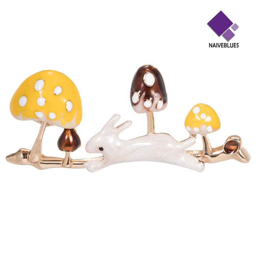 &lt; Naiveblues &gt; Pin Bros Hewan Enamel Jamur Kelinci Lari Unisex Lucu Lapel