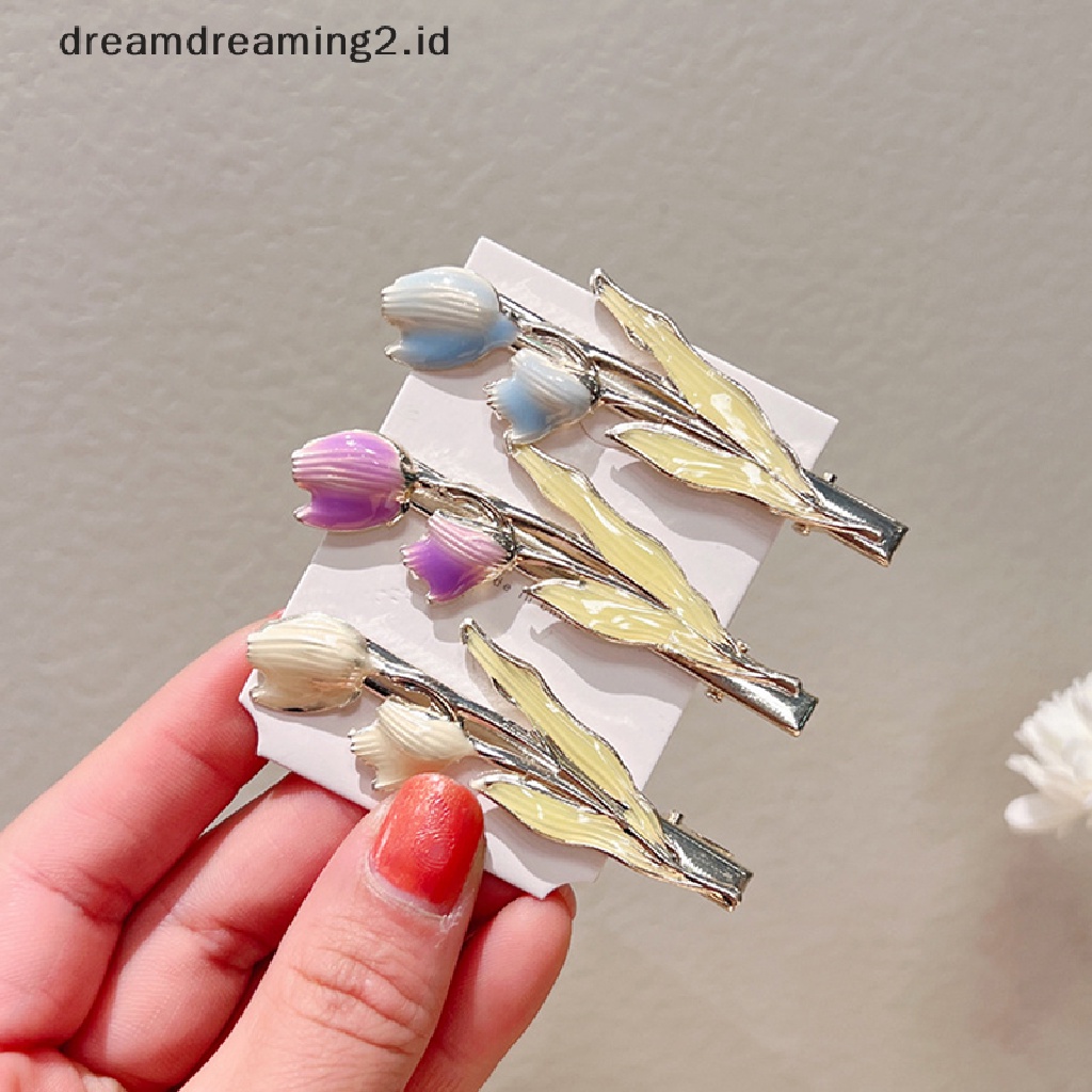 (dream) Jepit Rambut Poni Hair Clip Bentuk Bunga Tulip Fashion Untuk Hadiah Wanita//