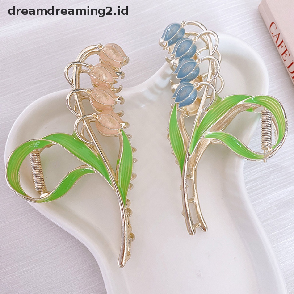 (dream) Elegant Hair Claw Bluebell Flower Hair Clip Aksesoris Rambut Jepit Rambut Cakar Klip//