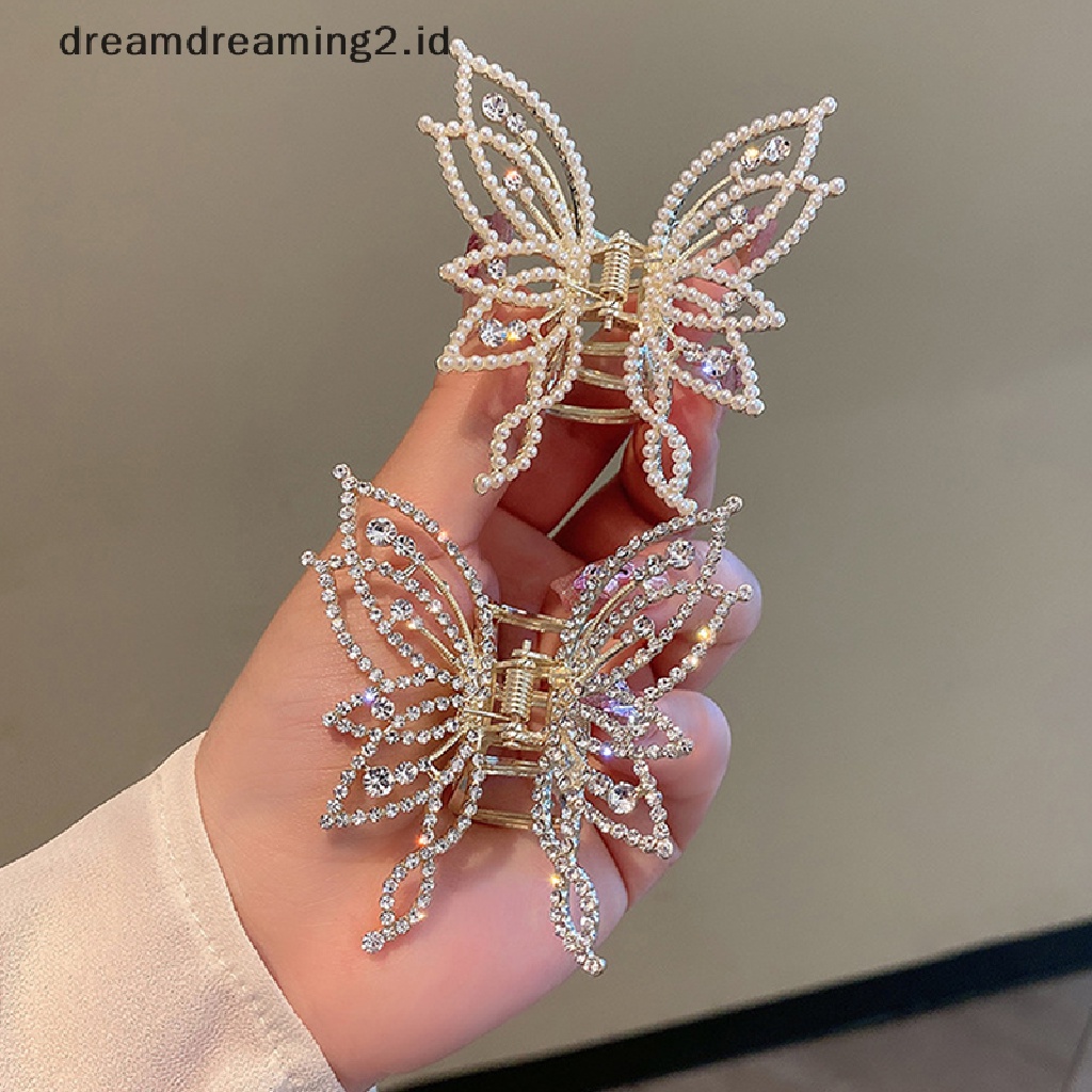 (dream) Fashion Logam Hair Claw Butterfly Jepit Rambut Untuk Wanita Gadis Elegan Ponytail Claw Clip Vintage Hairpin Aksesoris Rambut//