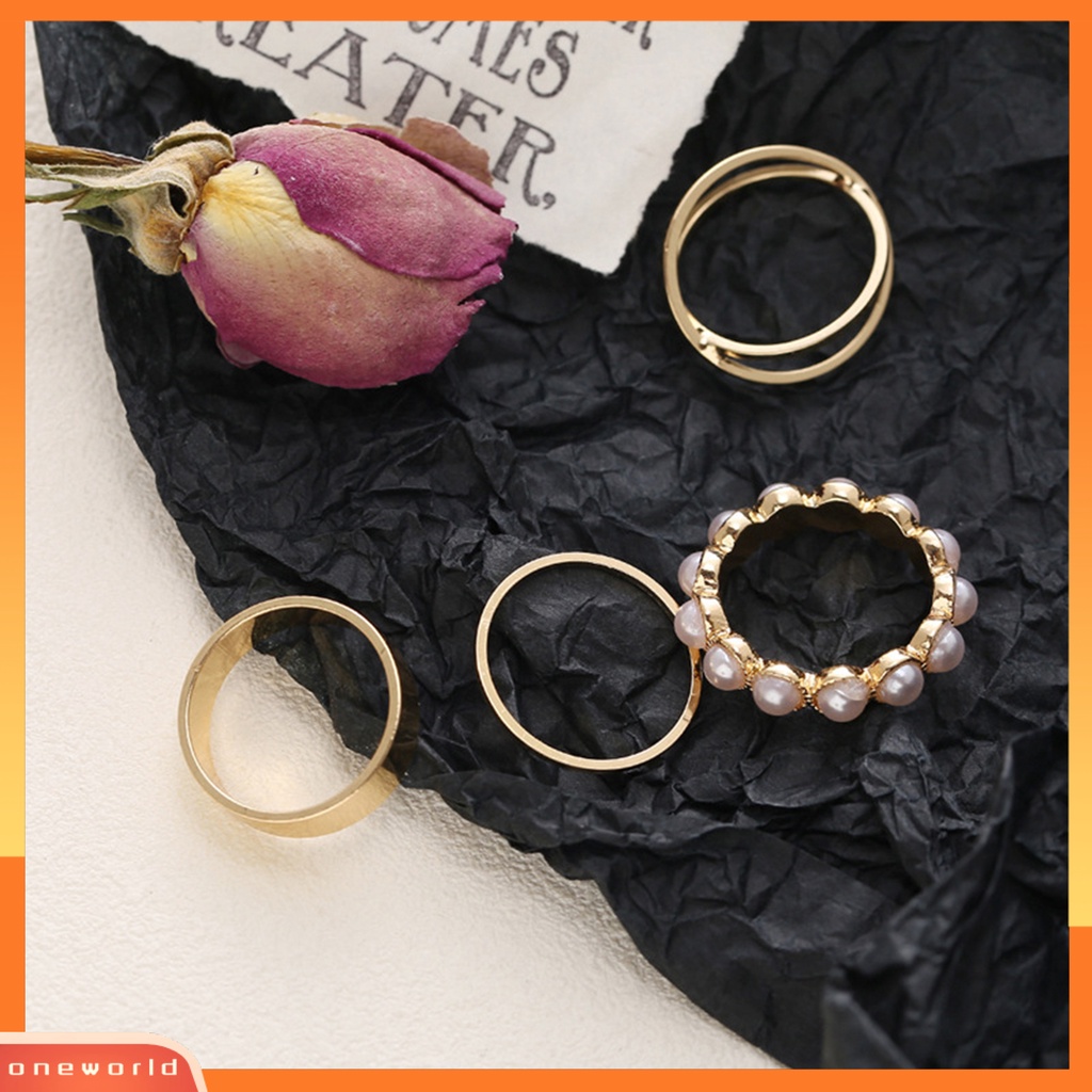 [EONE] 4pcs Cincin Kawin Eye-catching Shiny Dress Up Tahan Lama Indah Terang Kilau Cincin Untuk Pesta